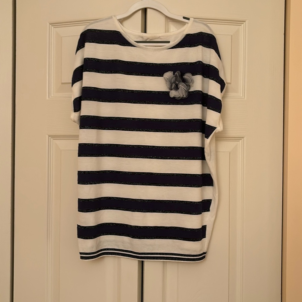White and blue top